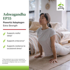 Terry Naturally Ashwagandha EP35 label view shows clean formulation for healthy stress response.