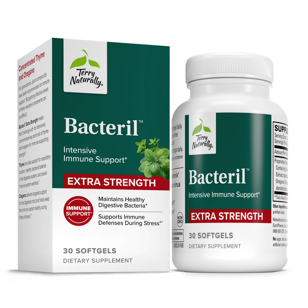 Terry Naturally Bacteril Extra Strength bottle front for immune and digestive support
