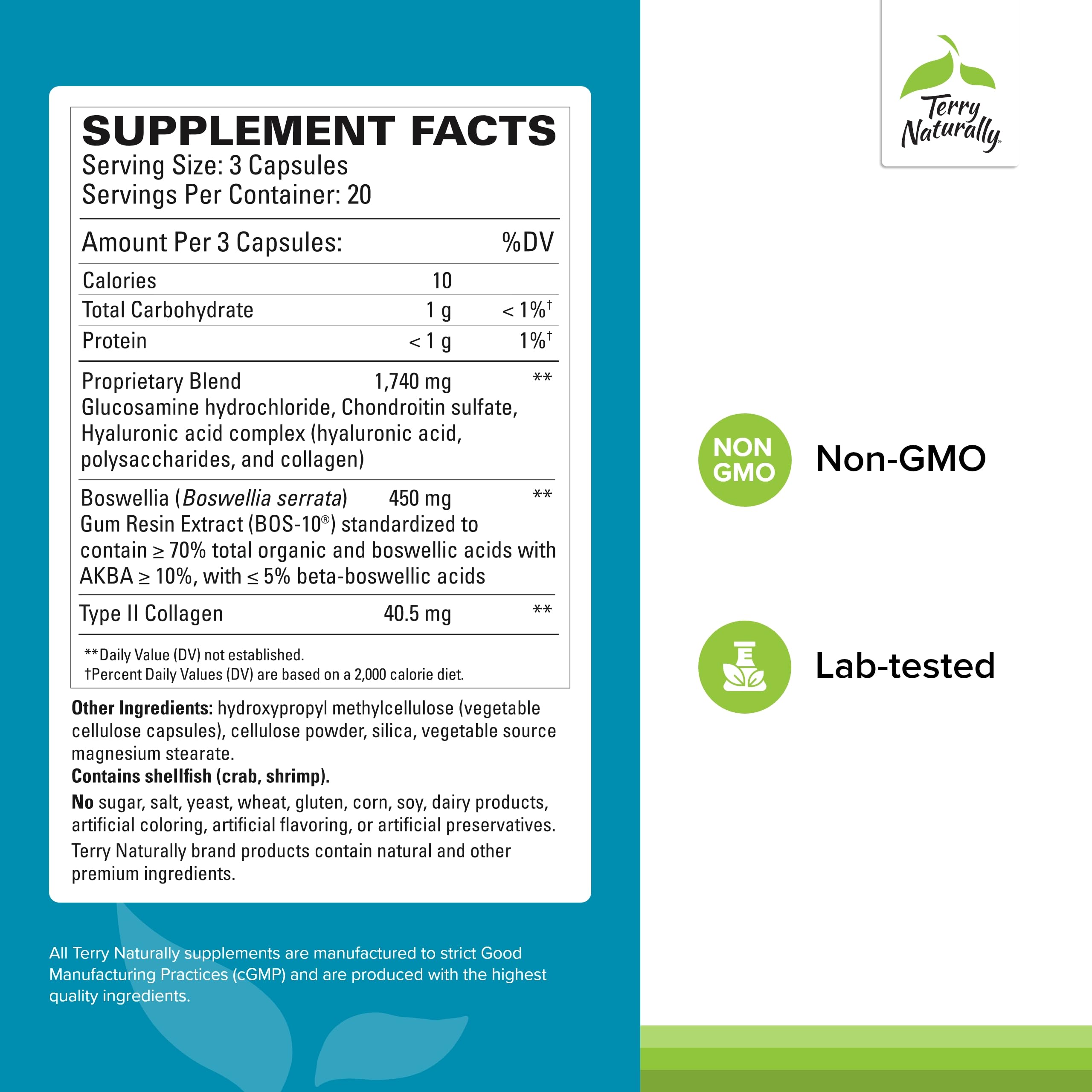 Terry Naturally Be Mobile boswellia extract ingredient aids natural joint comfort.