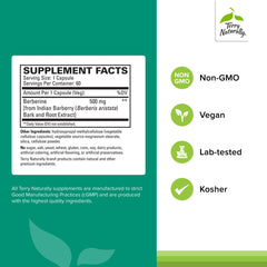 Terry Naturally Berberine label closeup highlighting purity and formulation
