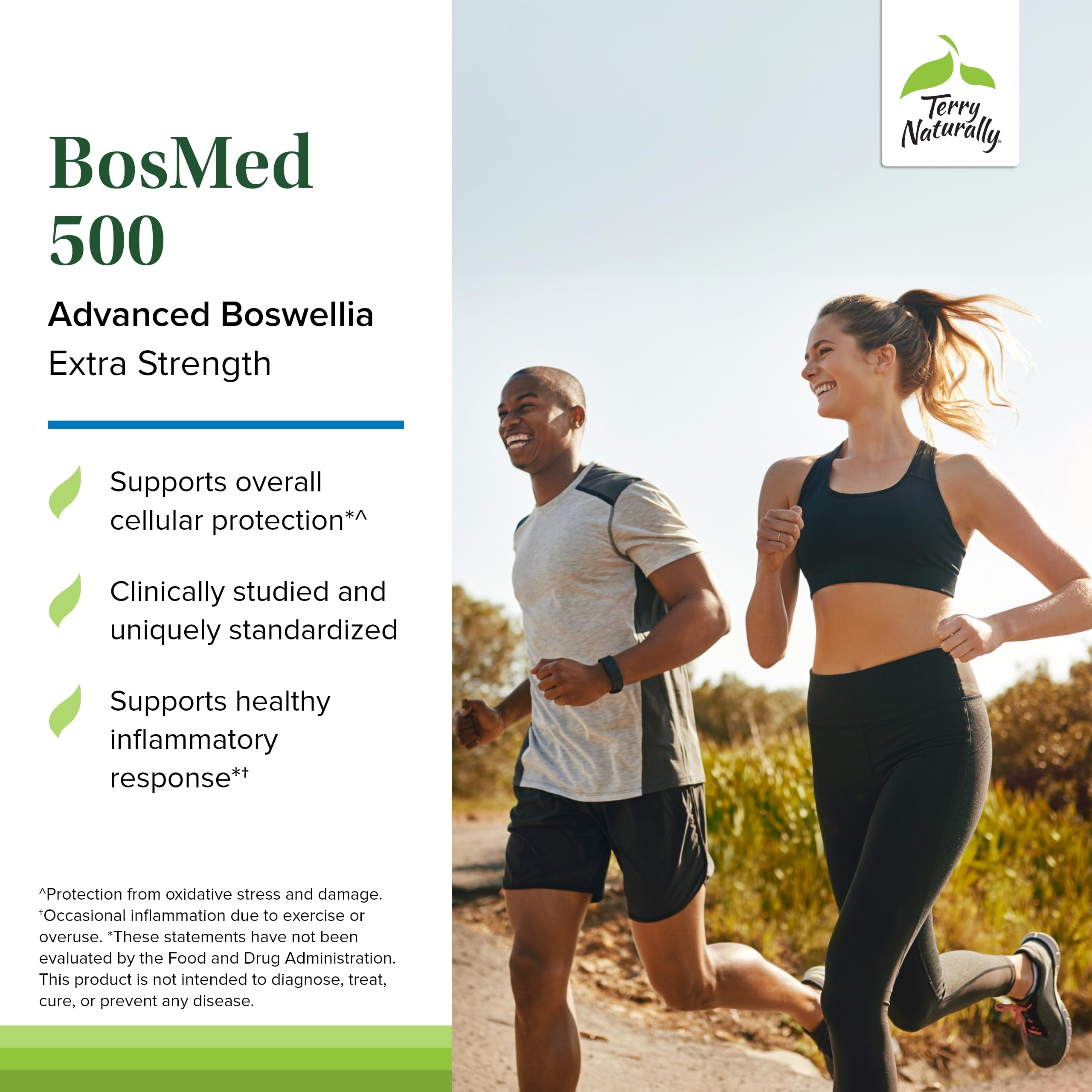 Terry Naturally BosMed 500 label back with supplement facts for transparency
