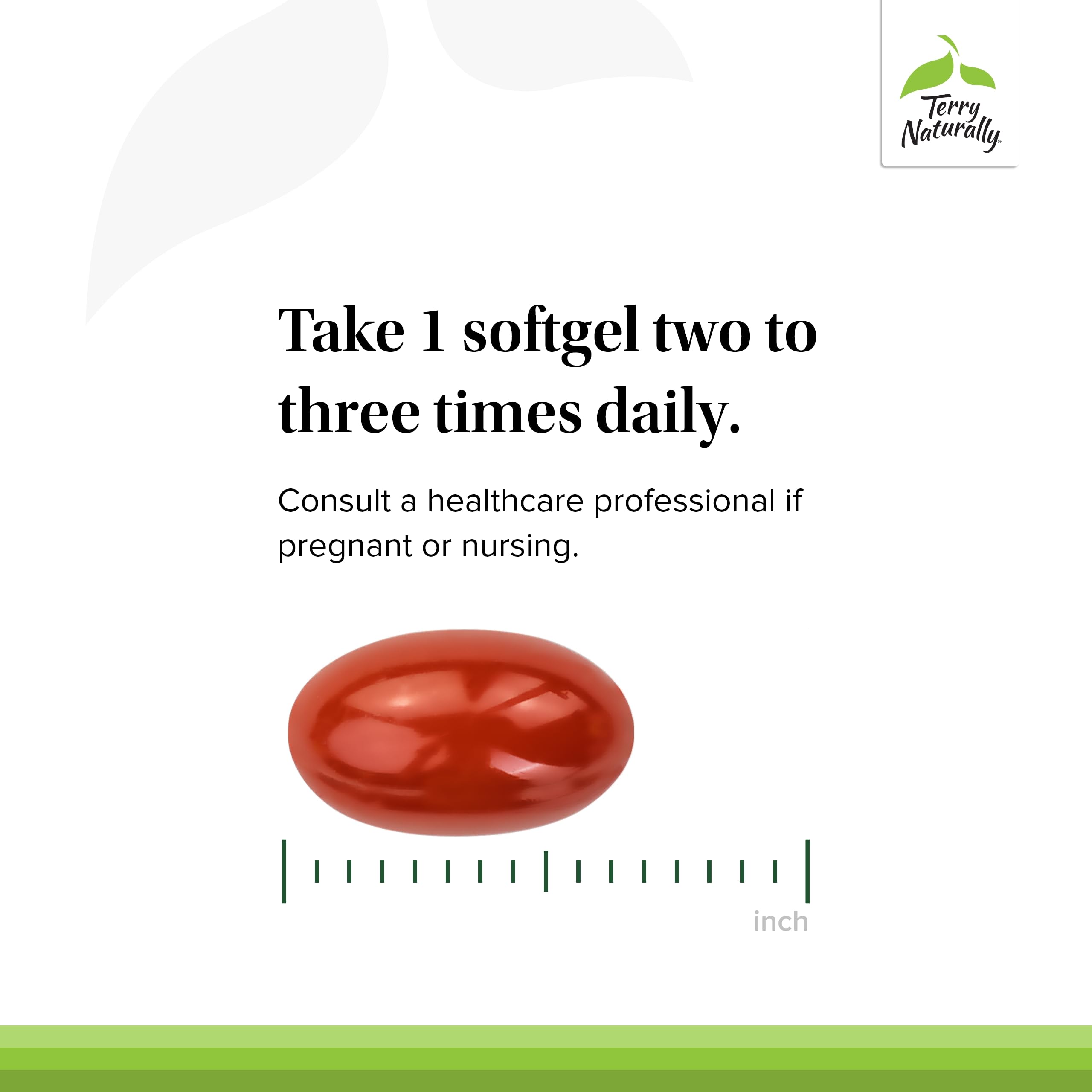 Terry Naturally BosMed softgels closeup illustrating compact daily capsules