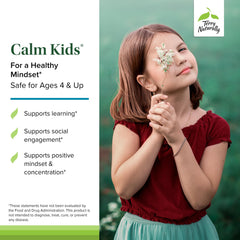 Terry Naturally Calm Kids capsules closeup highlights bite-sized tablets for simple dosing