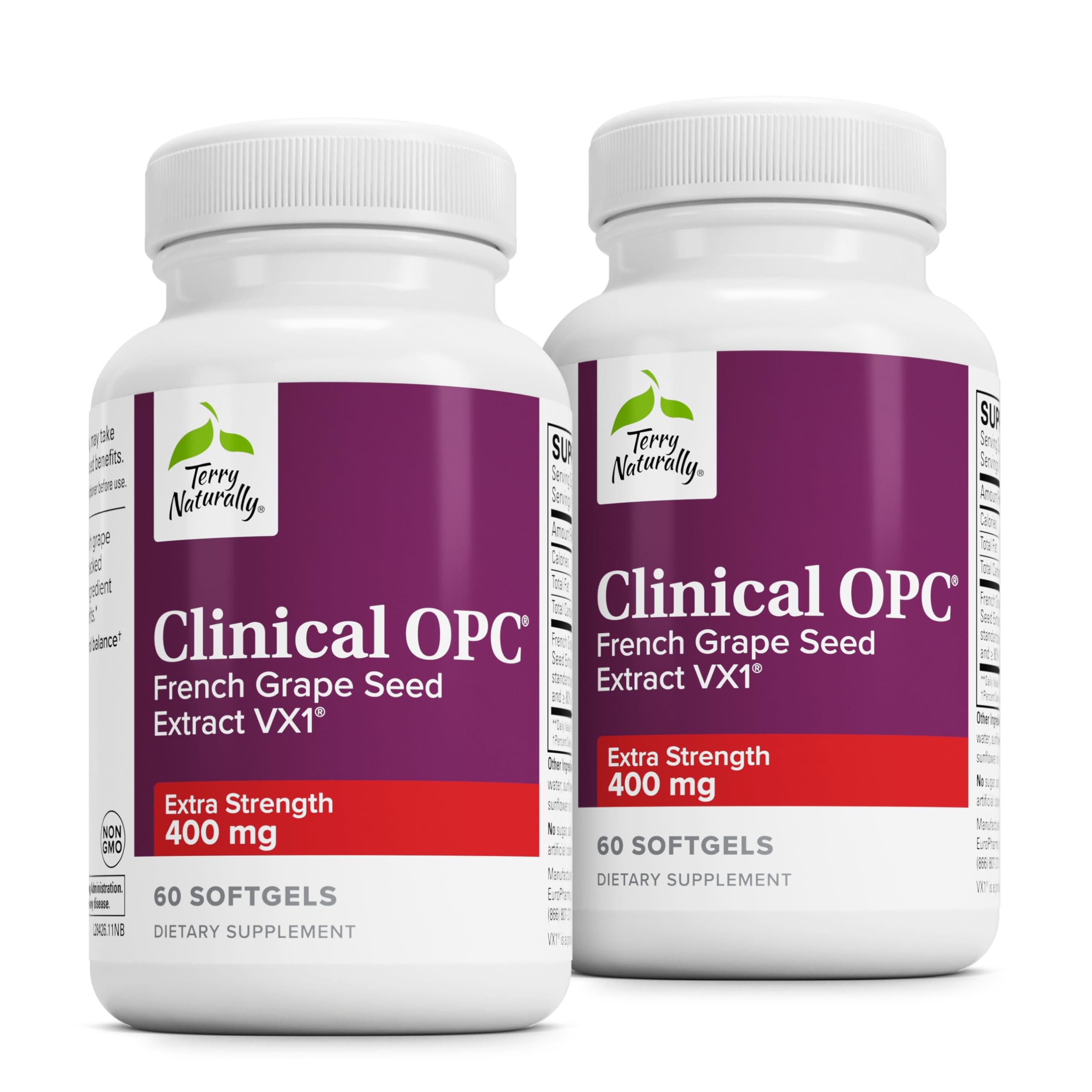 Terry Naturally Clinical OPC Extra Strength bottle front highlighting heart and immune support.