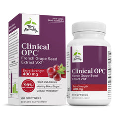 Terry Naturally Clinical OPC Extra Strength bottle displaying heart and immune support.
