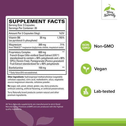 Terry Naturally OPC Heart capsules closeup highlighting easy-to-swallow dosage