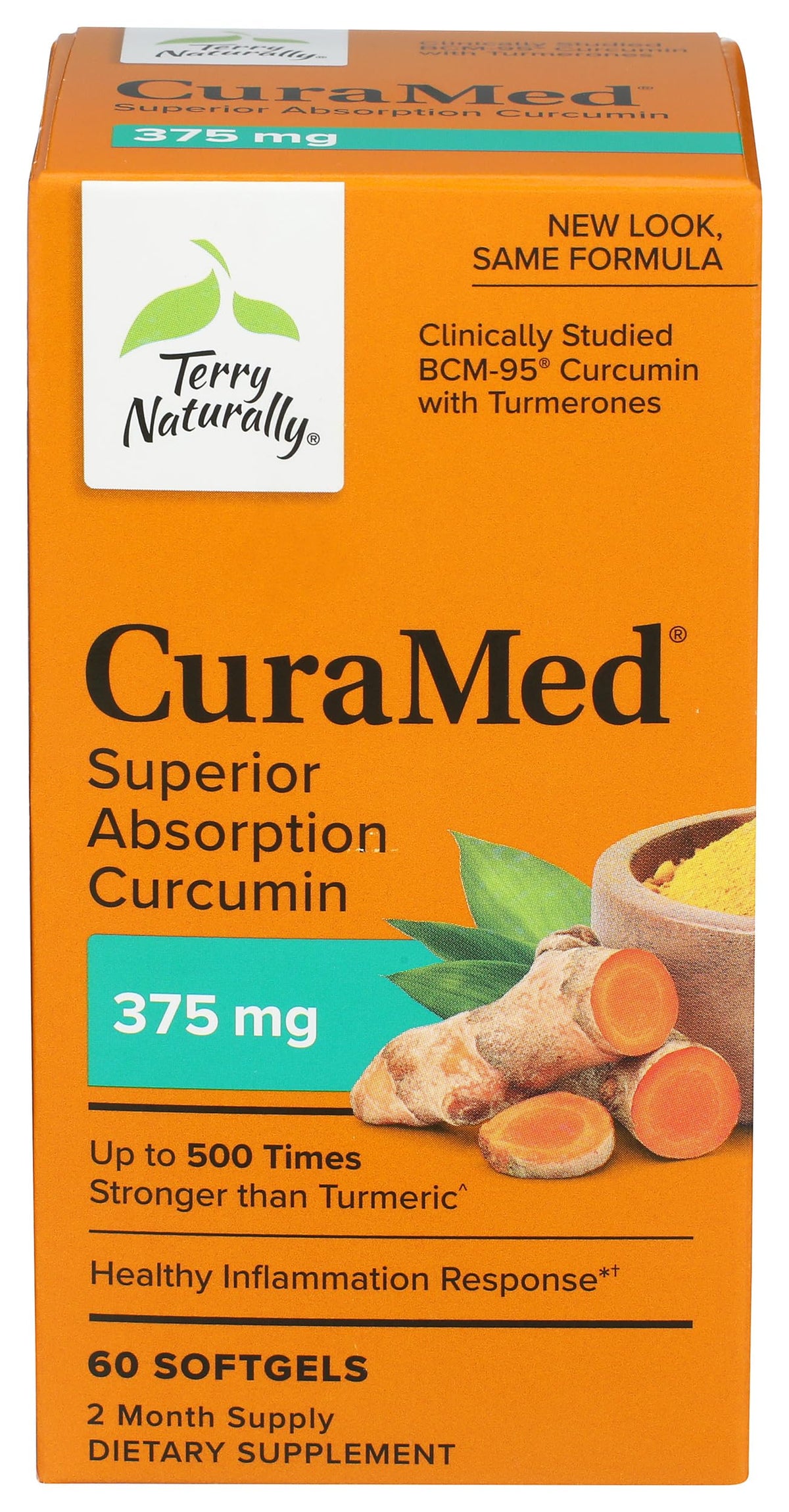 Terry Naturally CuraMed 375mg bottle on shelf for antioxidant support