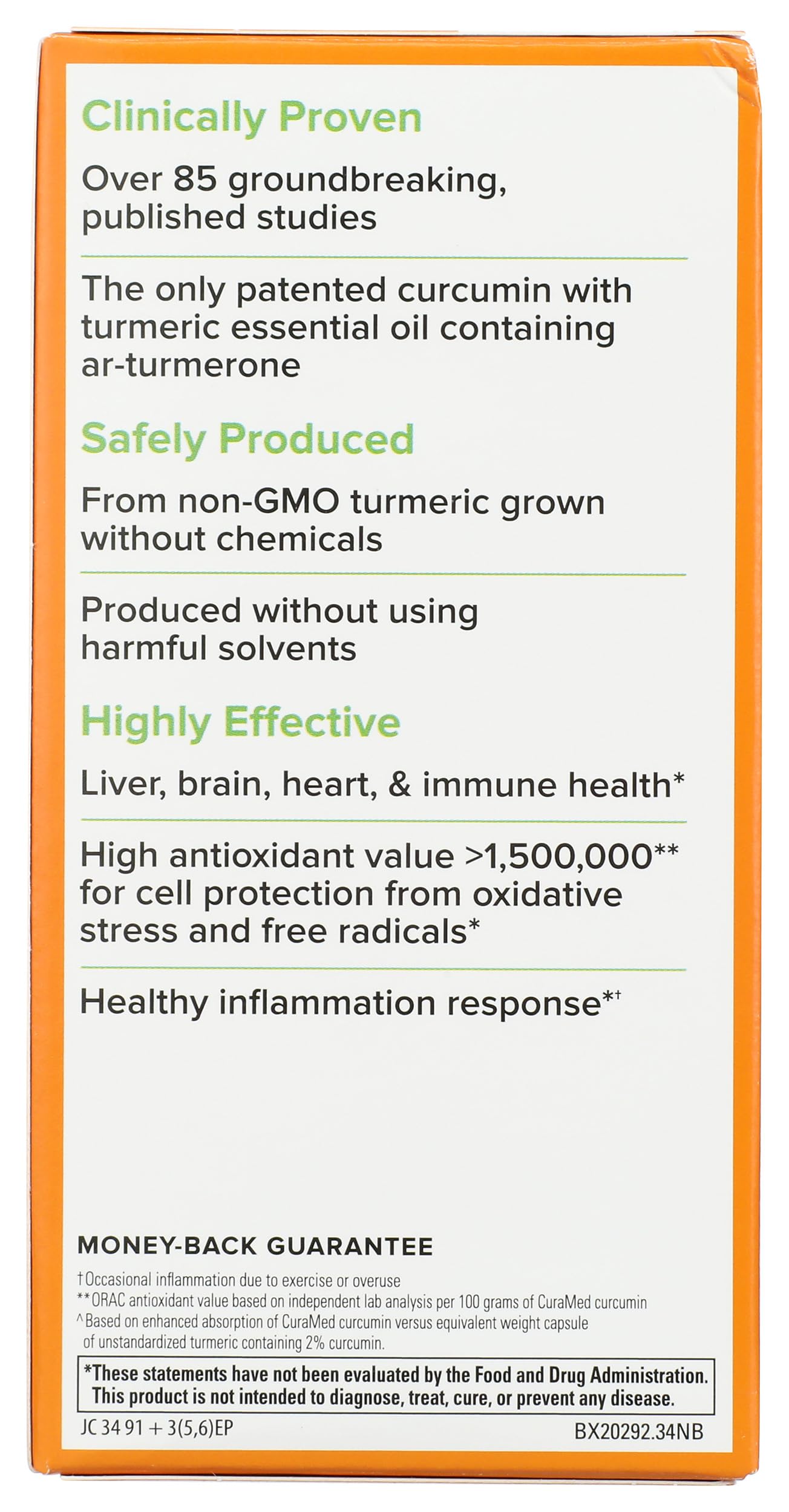 Terry Naturally CuraMed 750 mg label showing ingredient details and dosage for daily use.