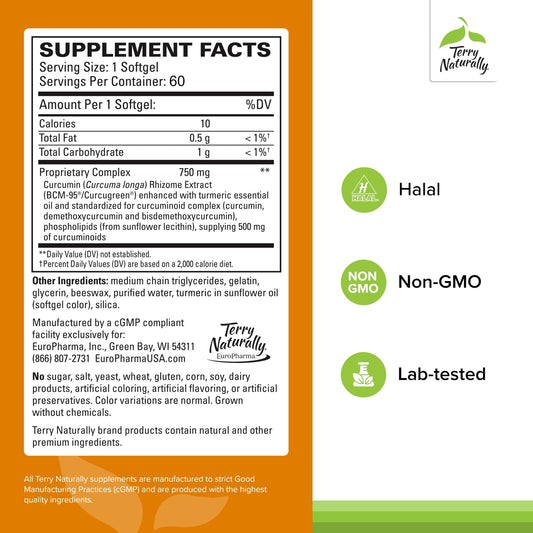 Close-up of CuraMed softgels highlighting high-potency curcuminoids