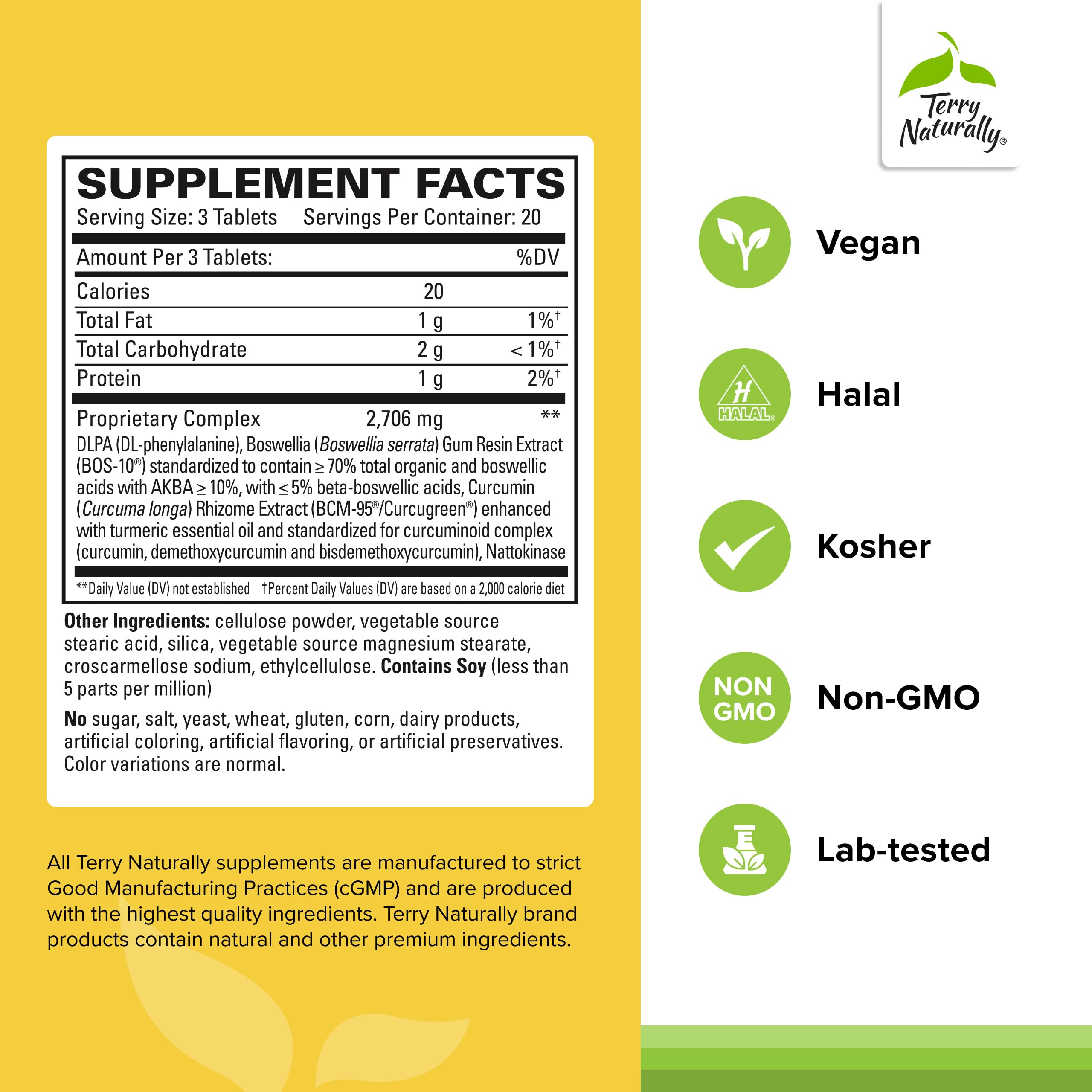 Terry Naturally Curamin Extra Strength bottle label closeup highlighting BCM-95 curcumin and ingredients