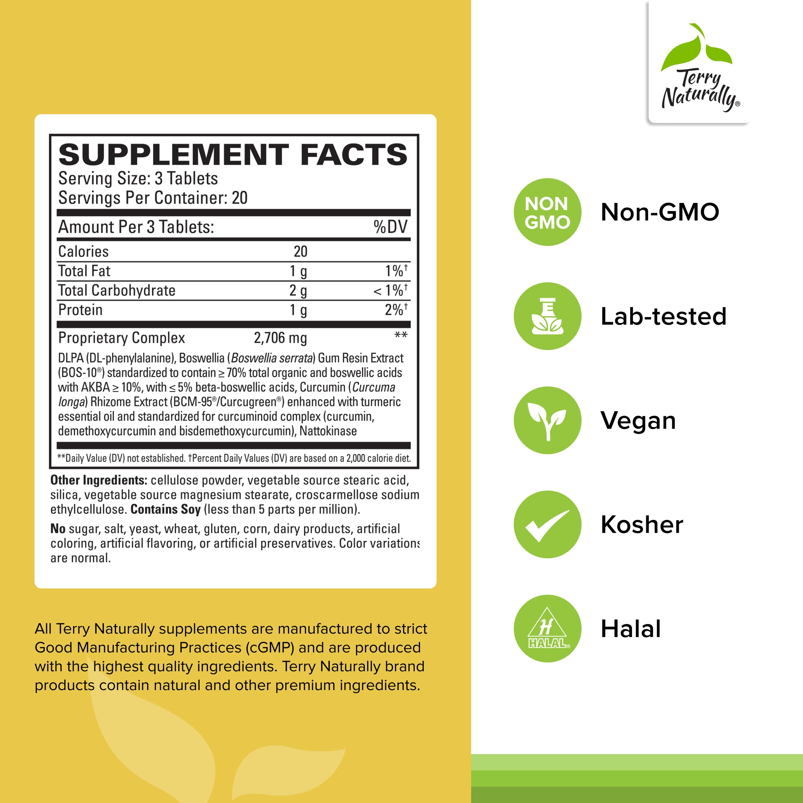Terry Naturally Curamin label close-up highlights BCM-95 curcumin for circulation.