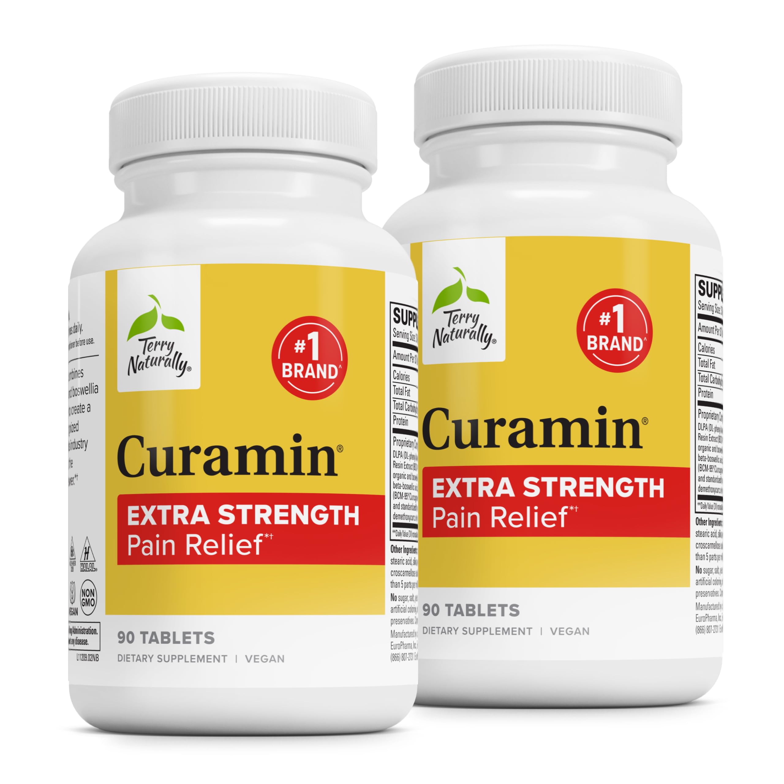 Terry Naturally Curamin Extra Strength 2-pack bottles for joint and muscle support.