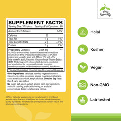 Closeup of Terry Naturally Curamin Extra Strength tablets showing vegan form.