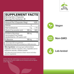 Terry Naturally D-Mannose capsules closeup, highlighting daily urinary support.