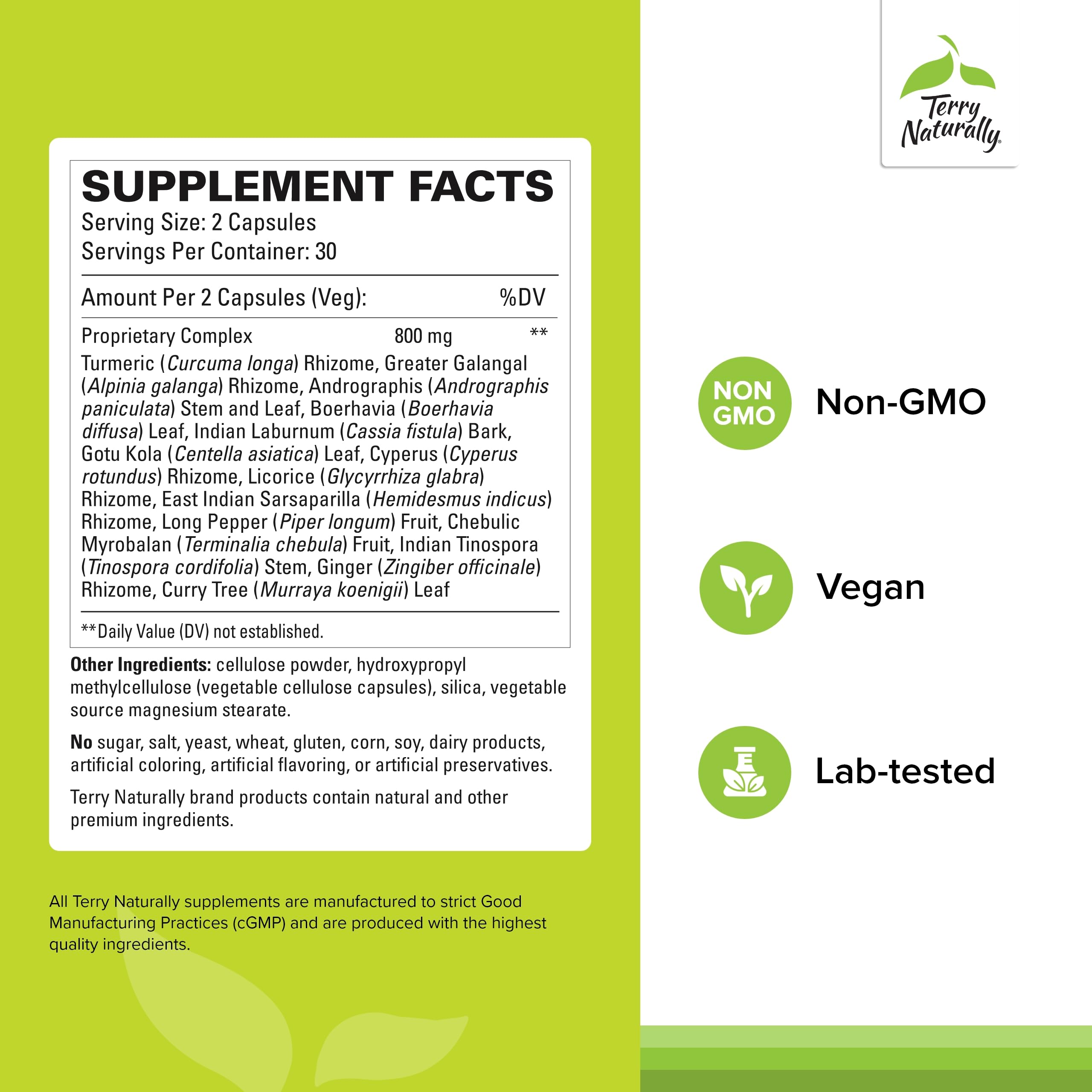 Close-up of Terry Naturally Digestive Formula vegan capsules for easy daily use.
