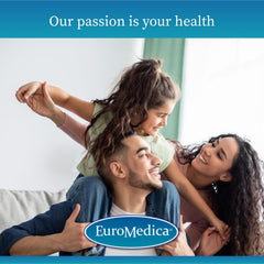 EuroMedica Thyme Plus Oregano bottle in kitchen scene for daily wellness.