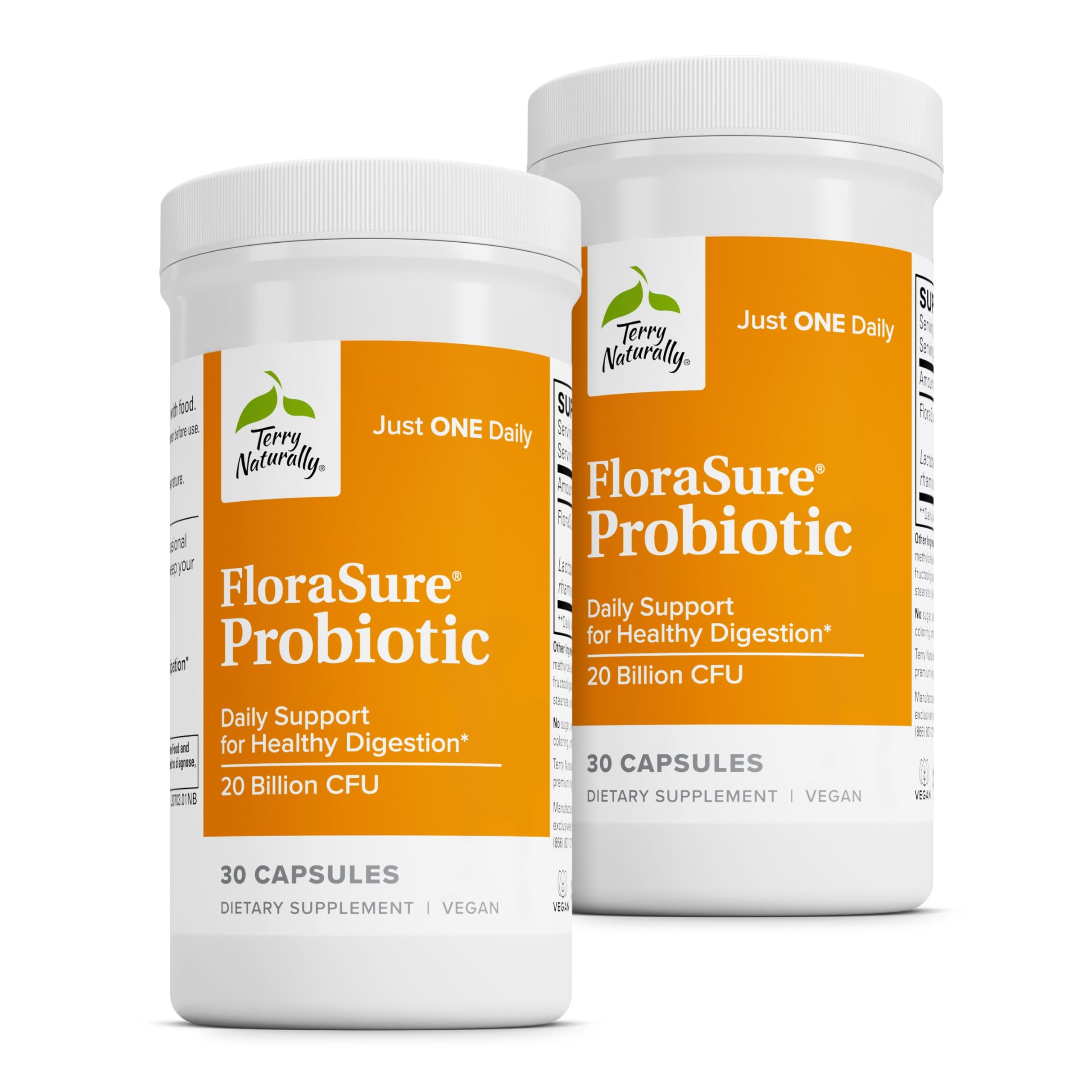 Terry Naturally FloraSure probiotic bottle front view for gut health support.