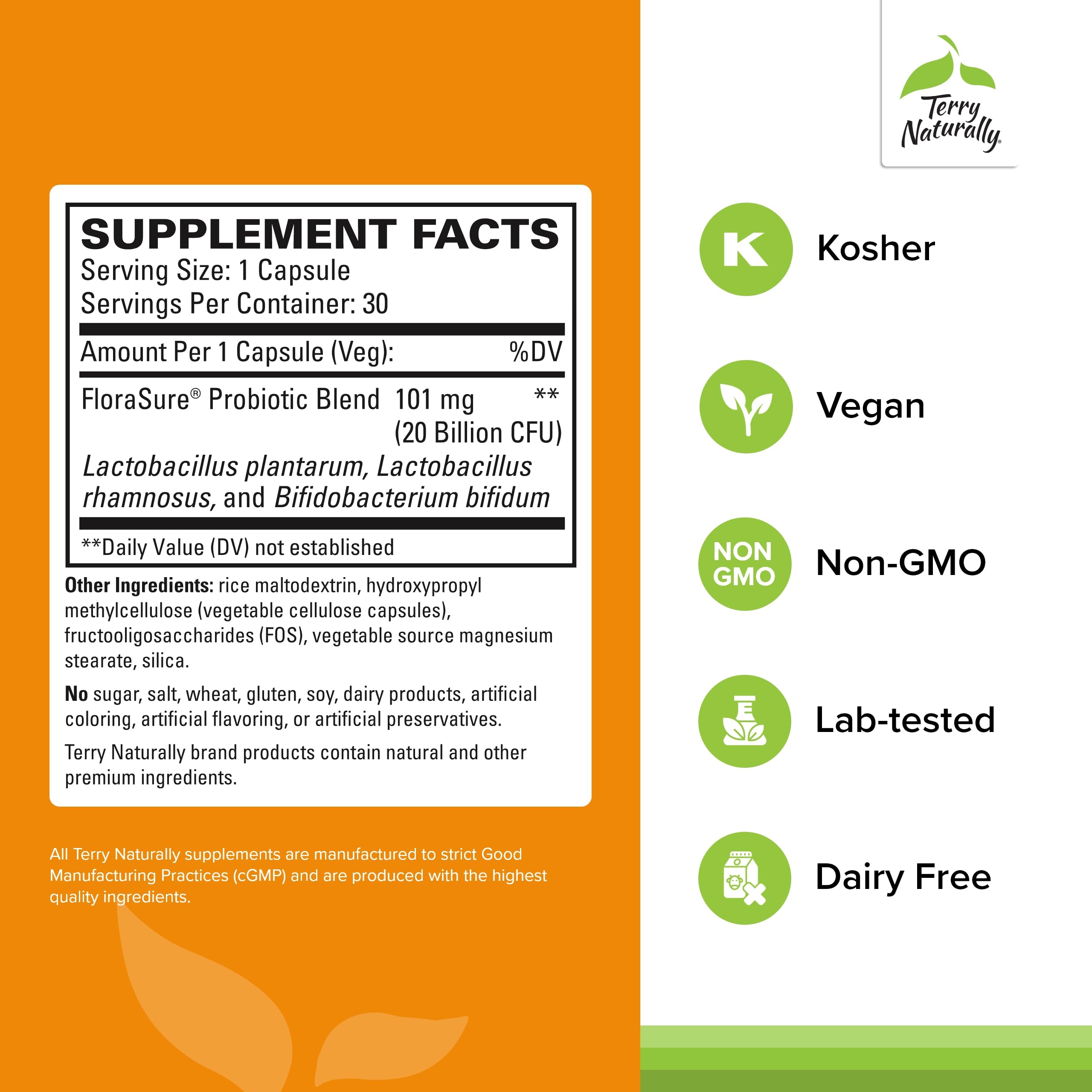 FloraSure capsules showing texture and size for daily digestion support.