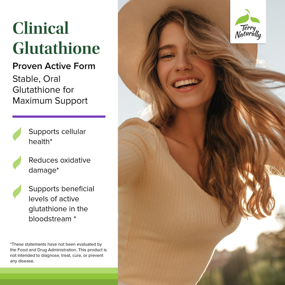 Terry Naturally glutathione tablets set for morning and evening daily dosing.