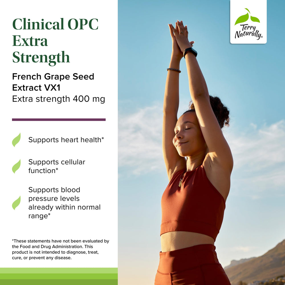 Terry Naturally OPC grape seed extract closeup, science-backed formula.