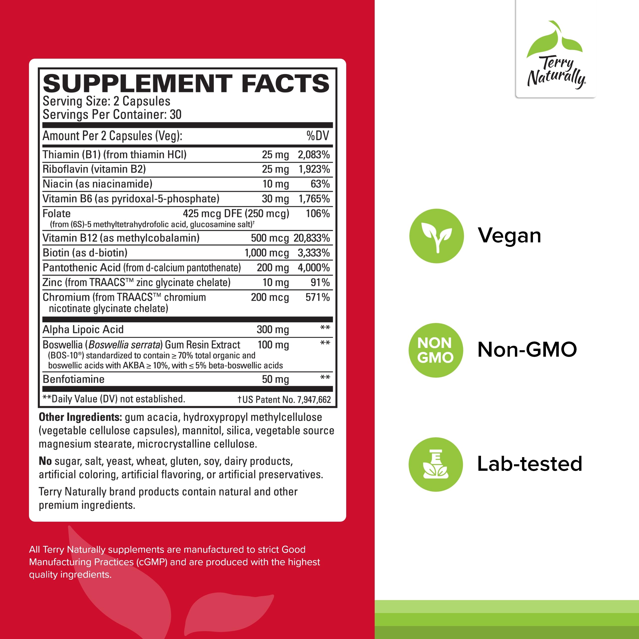 Terry Naturally capsules closeup showing vegan formula for daily nerve health.