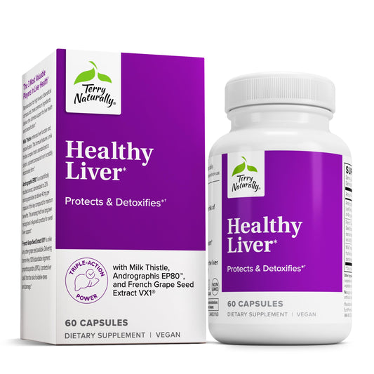 Terry Naturally Healthy Liver capsules on bottle cap for daily liver support