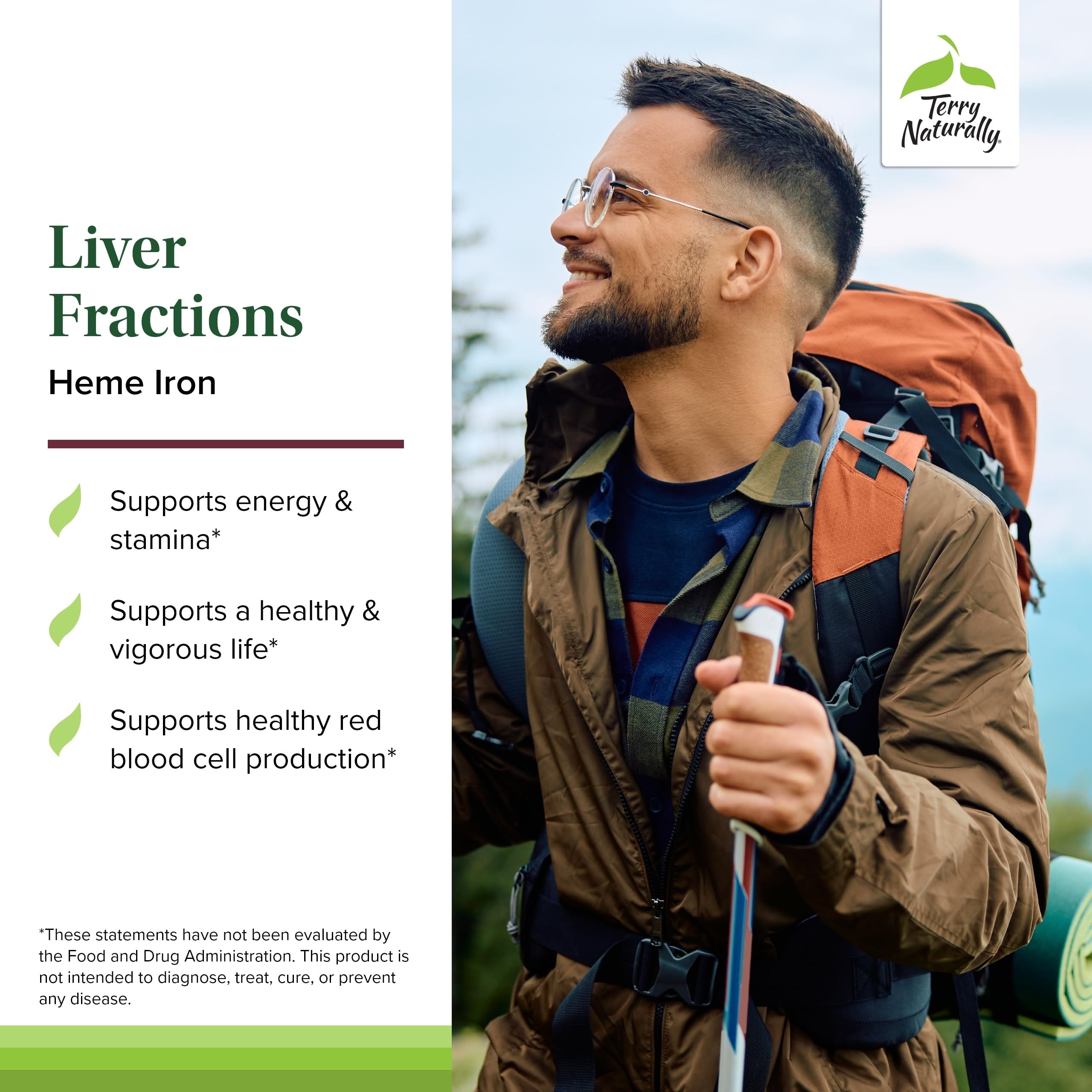 Beef liver concentrate label shows heme iron benefits for daily vitality.