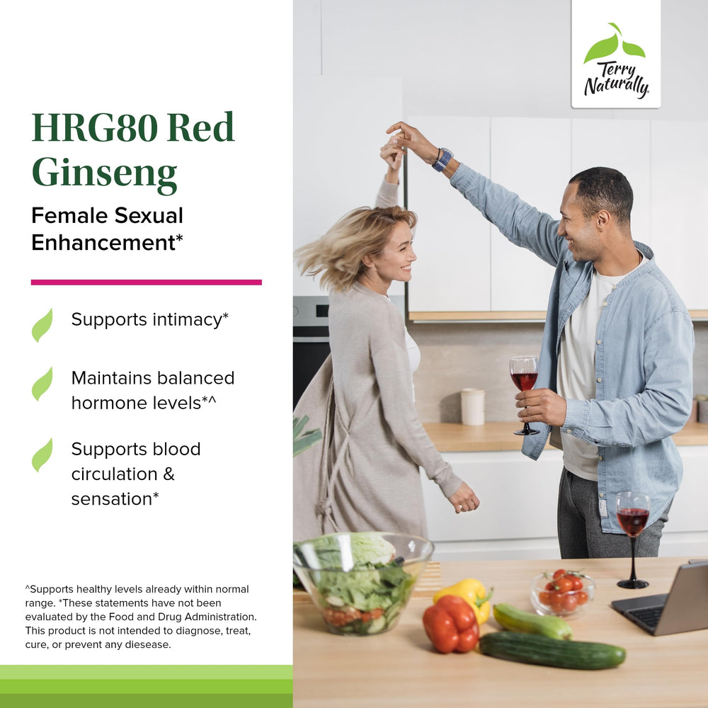 Terry Naturally HRG80 red ginseng bottle pour with capsules ready