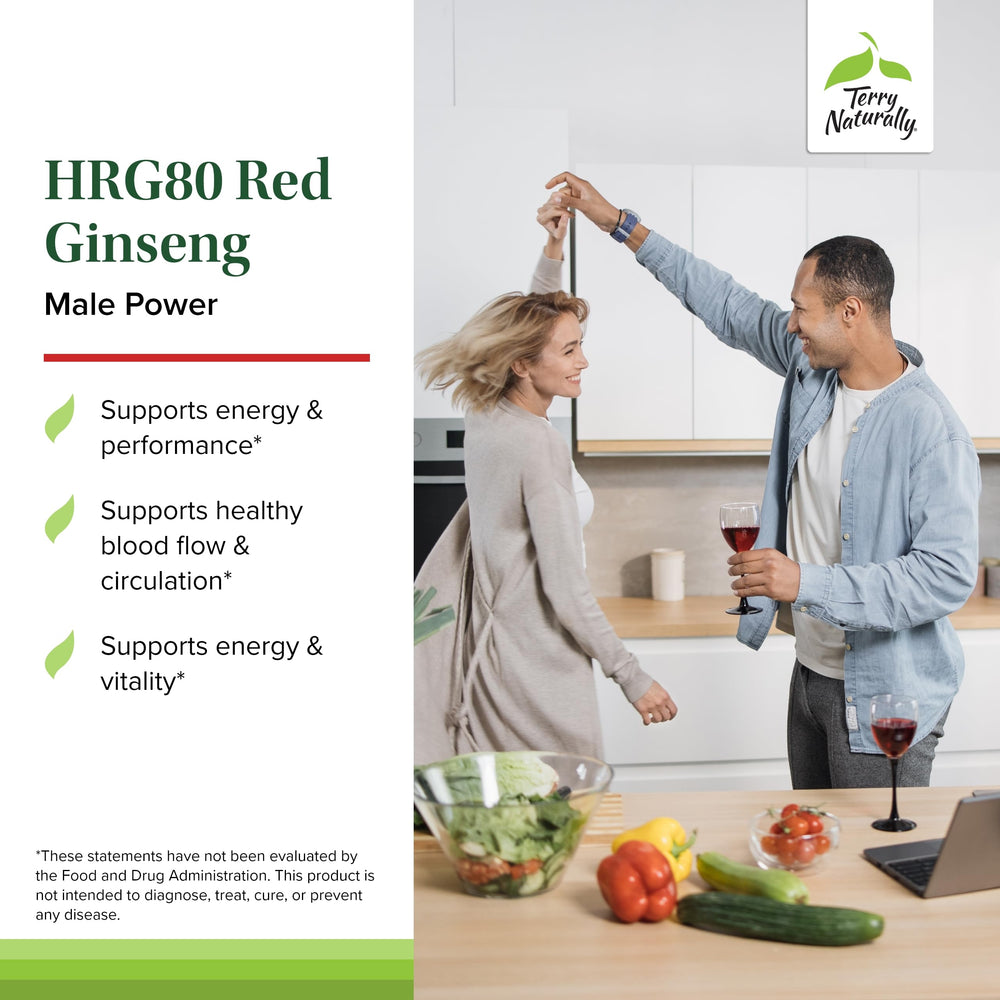 Terry Naturally HRG80 red ginseng capsules pack for daily endurance use.