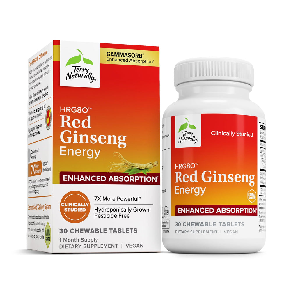 Terry Naturally HRG80 red ginseng energy bottle for daily stamina.