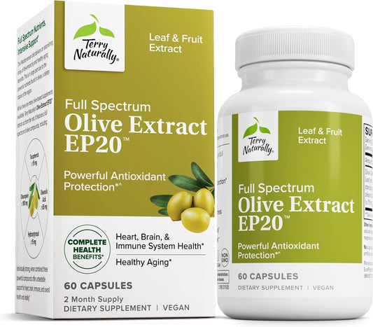 Terry Naturally Olive Extract EP20 bottle on kitchen counter supports daily wellness
