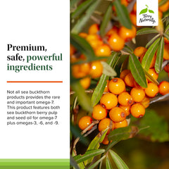Berry pulp and seed oil visuals emphasize essential fatty acids in the blend.