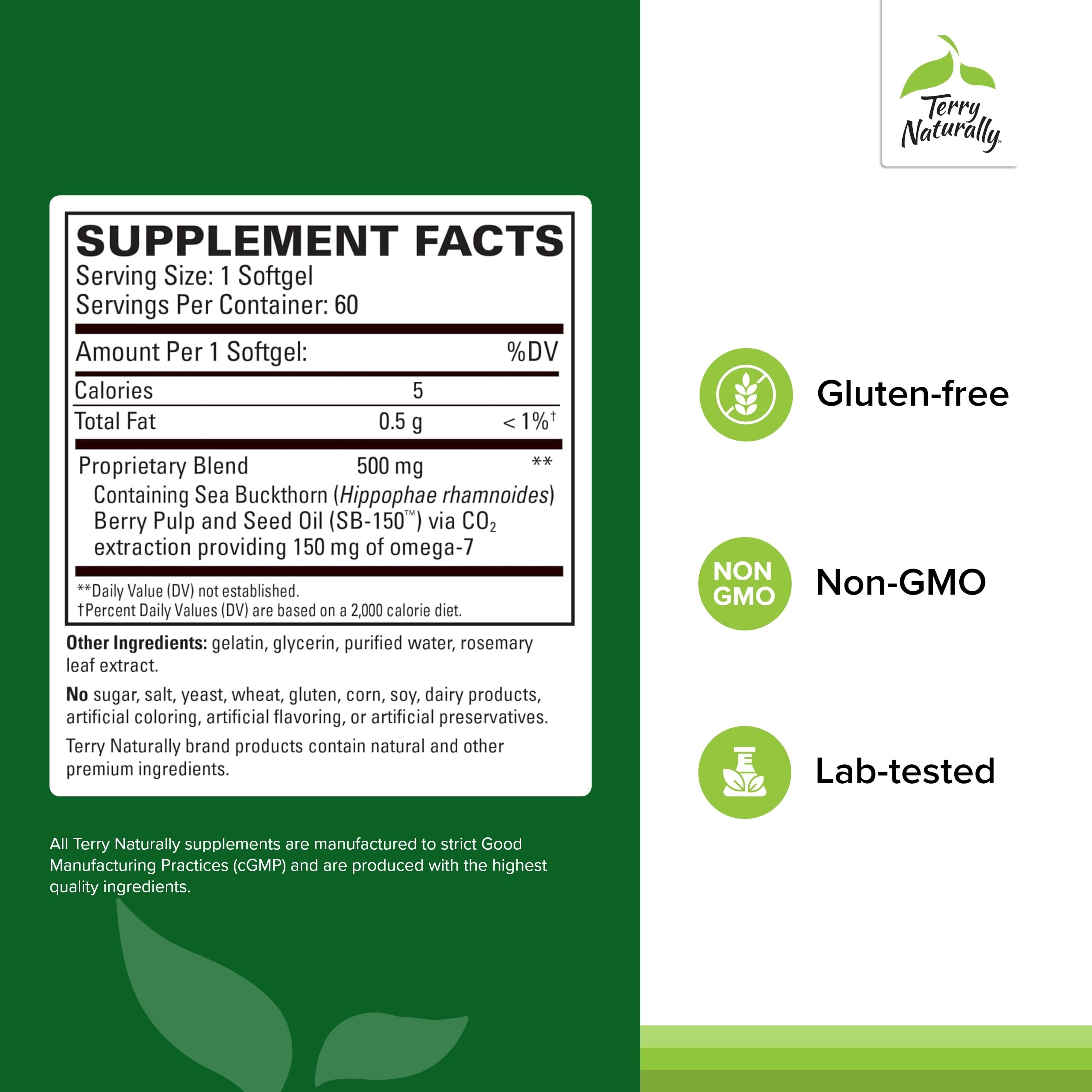 Terry Naturally sea buckthorn oil softgels close-up for eye comfort