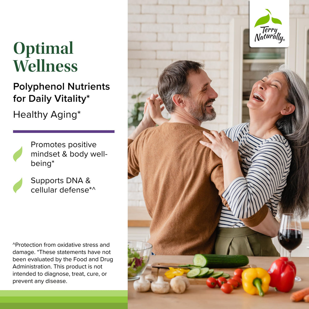 Terry Naturally Optimal Wellness label view reveals green tea extract and other key ingredients