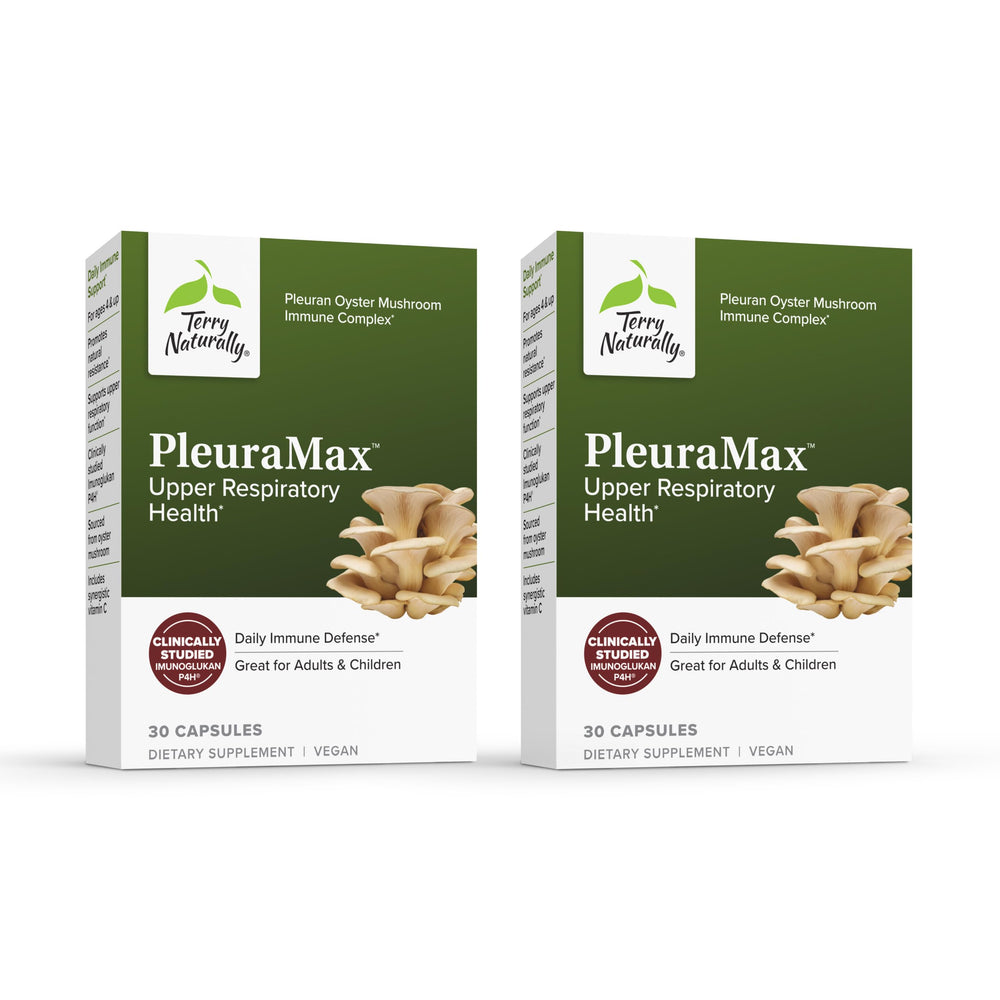 Terry Naturally PleuraMax bottle front showing oyster mushroom-based immune support