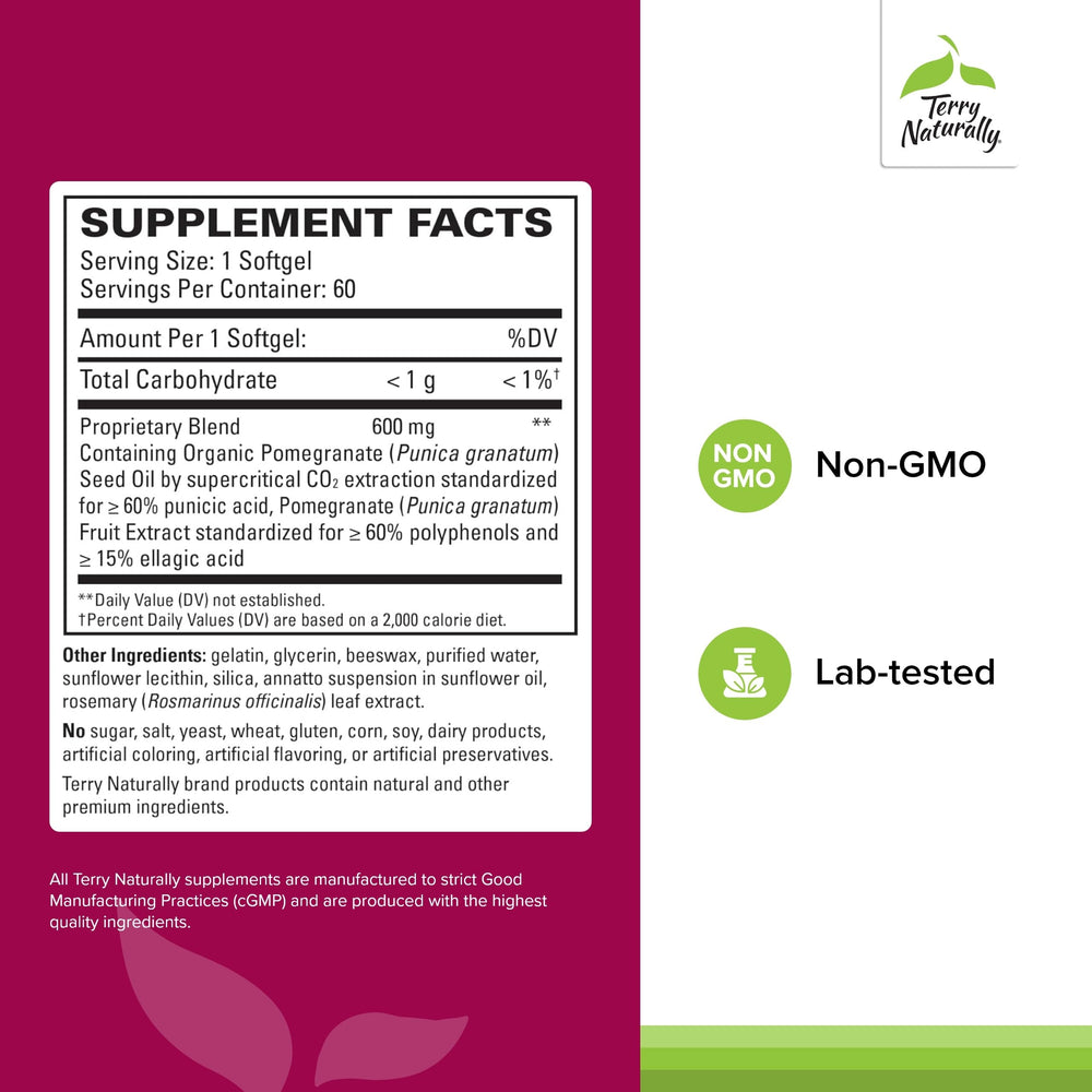 Terry Naturally pomegranate seed oil softgels for daily use