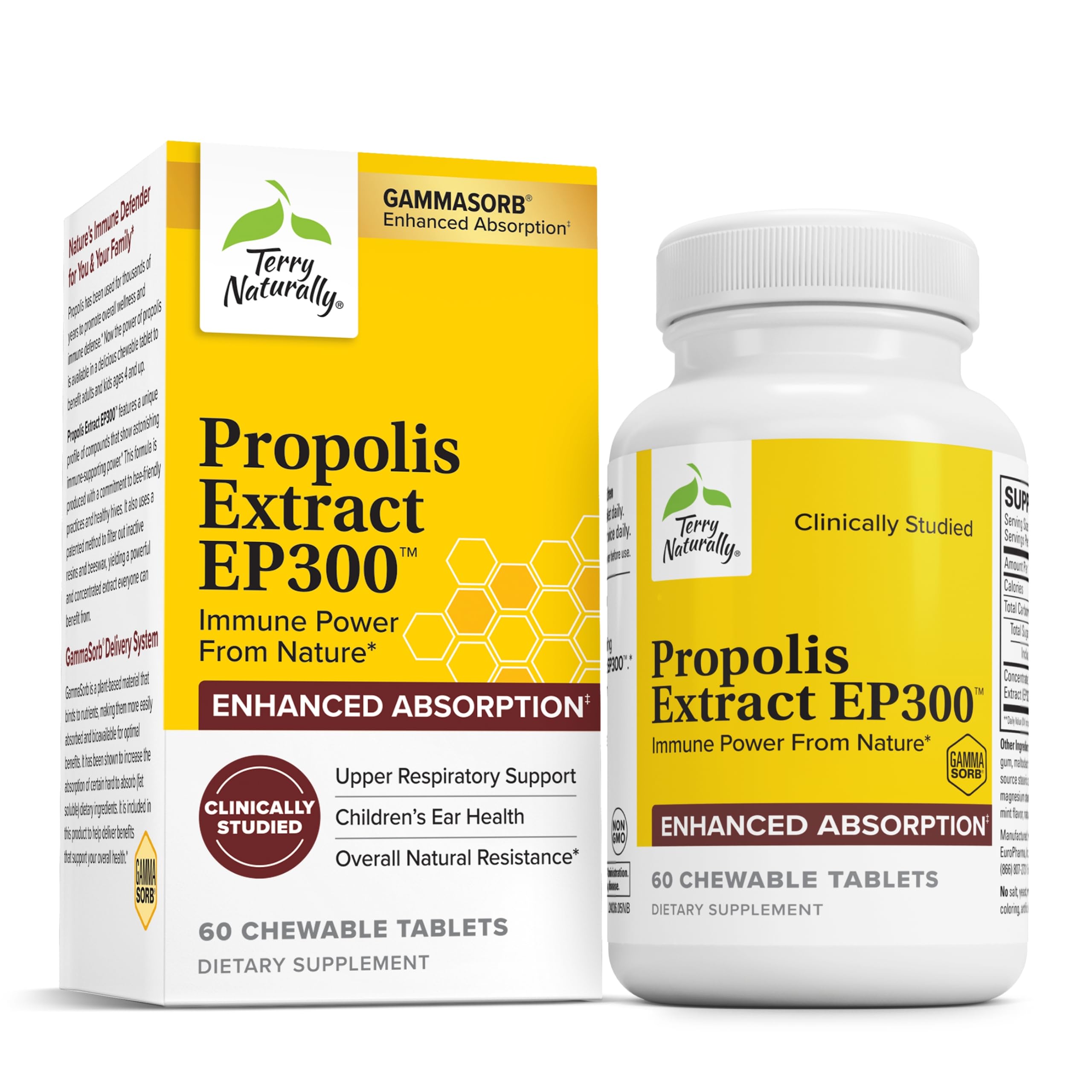 Terry Naturally Propolis EP300 bottle front highlighting packaging and immune support potential