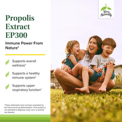 Terry Naturally Propolis EP300 label highlights natural ingredients and third-party testing.