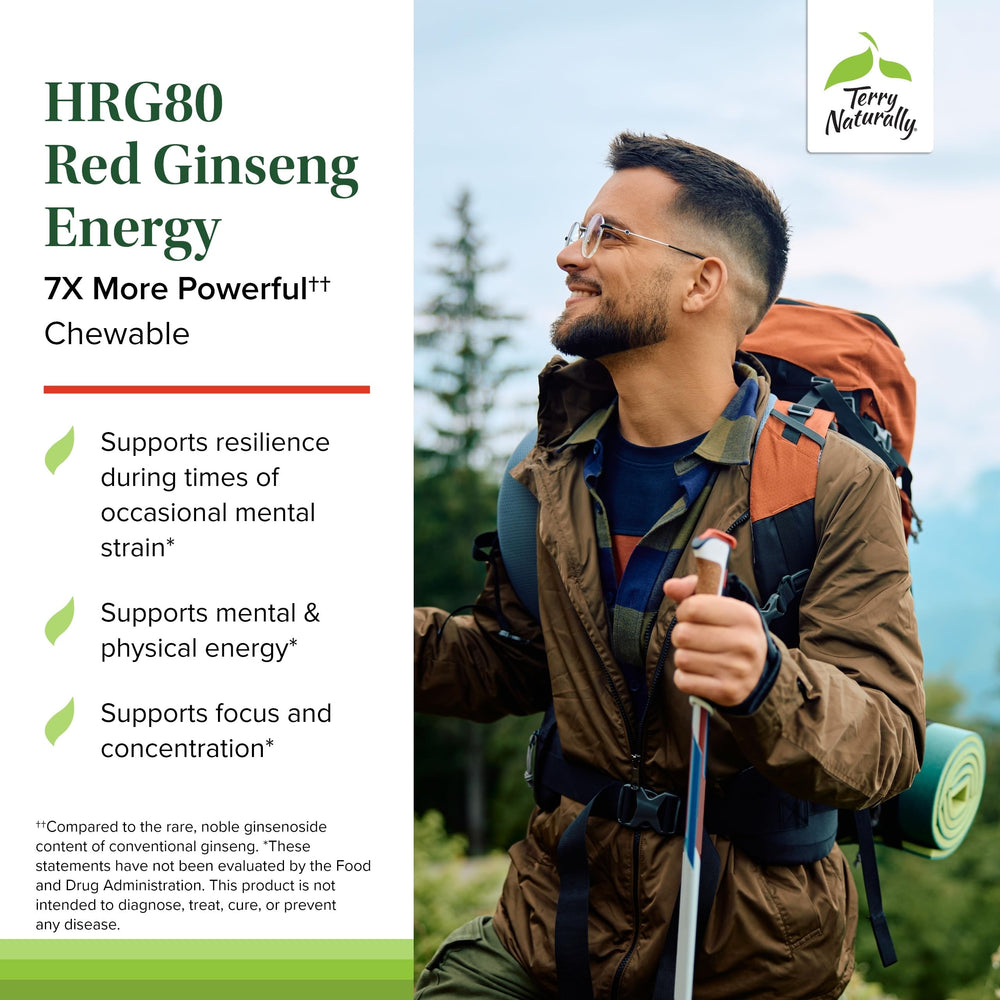 Terry Naturally red ginseng root powder visual shows authentic herbal source.