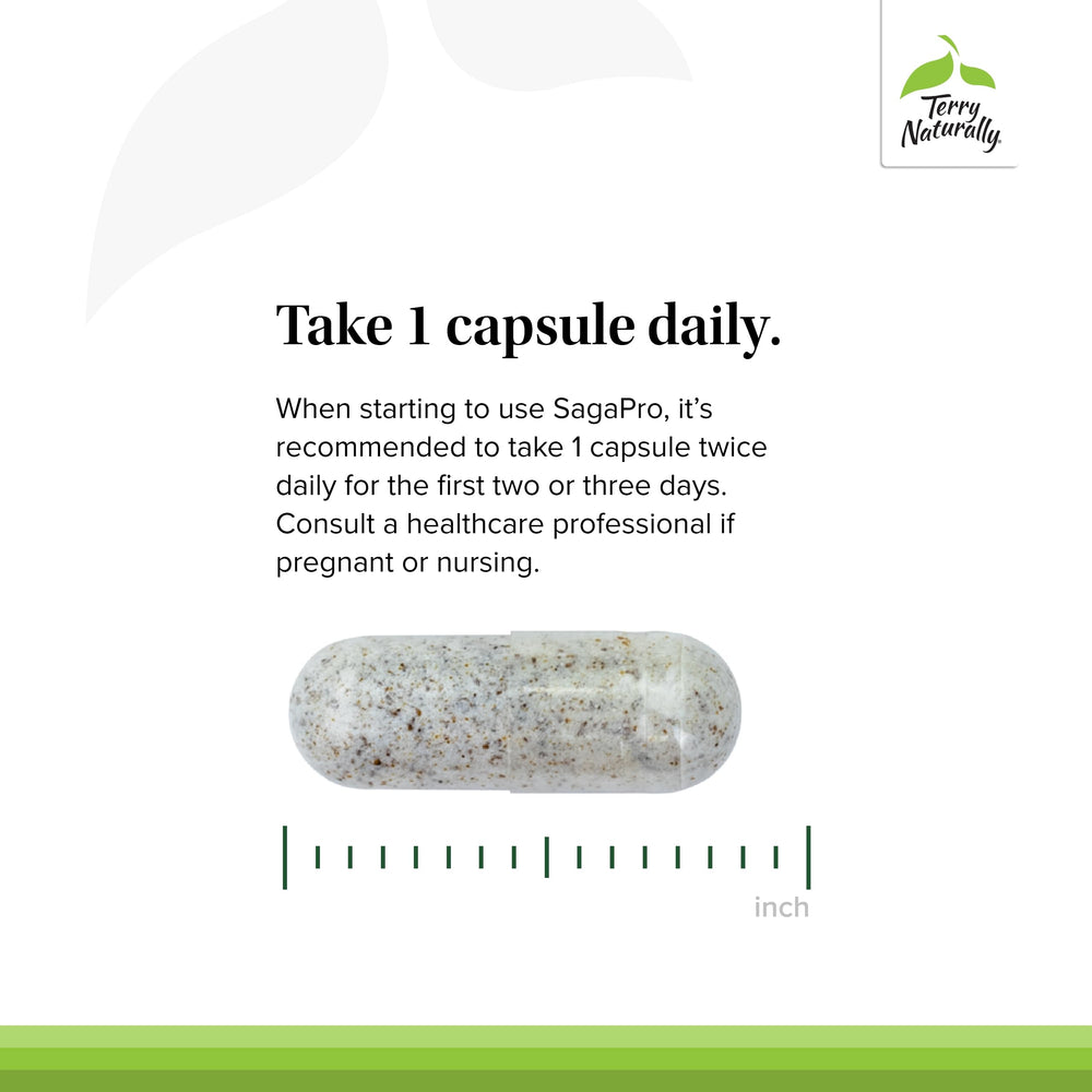 Non-GMO gluten-free SagaPro packaging emphasizes clean, allergen-friendly ingredients.