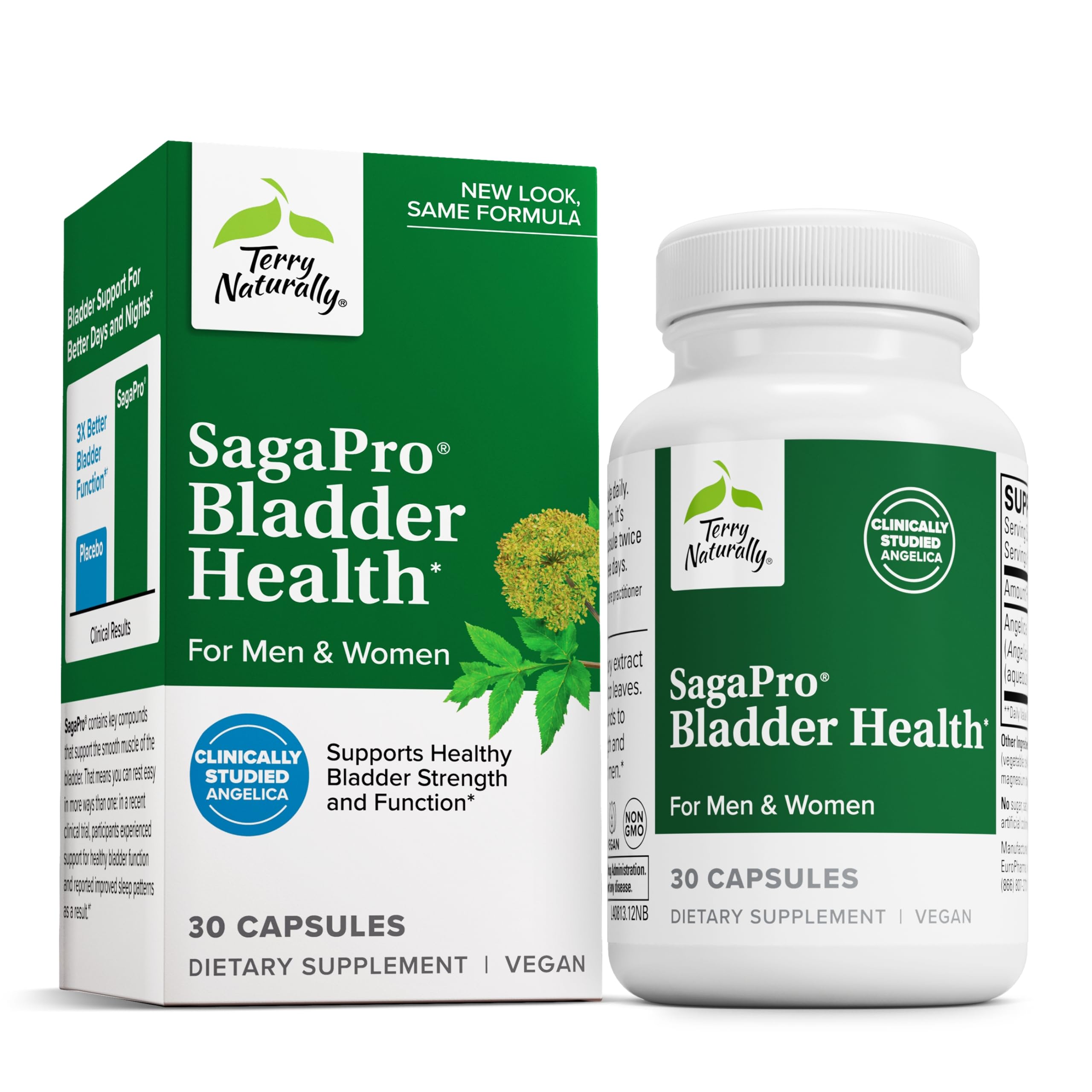 Terry Naturally SagePro Bladder bottle: daily vegan capsule support for urinary wellness.