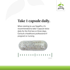 Terry Naturally SagePro vegan capsules shown with no artificial ingredients.