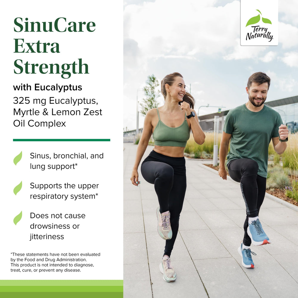 Terry Naturally SinuCare softgels arranged to show enteric coating and easy dosing.