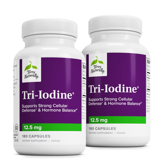 Terry Naturally Tri-Iodine bottle front view for thyroid support