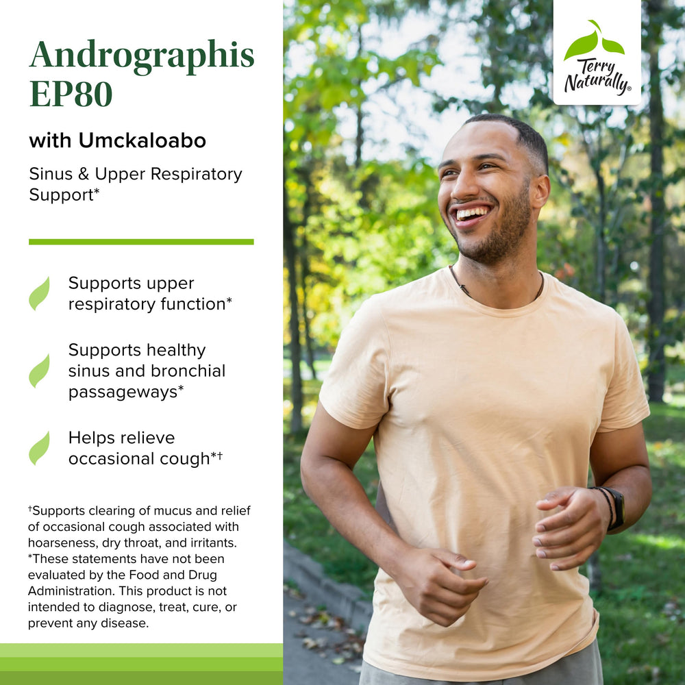 Terry Naturally Umckaloabo extract label highlighting natural sinus support.