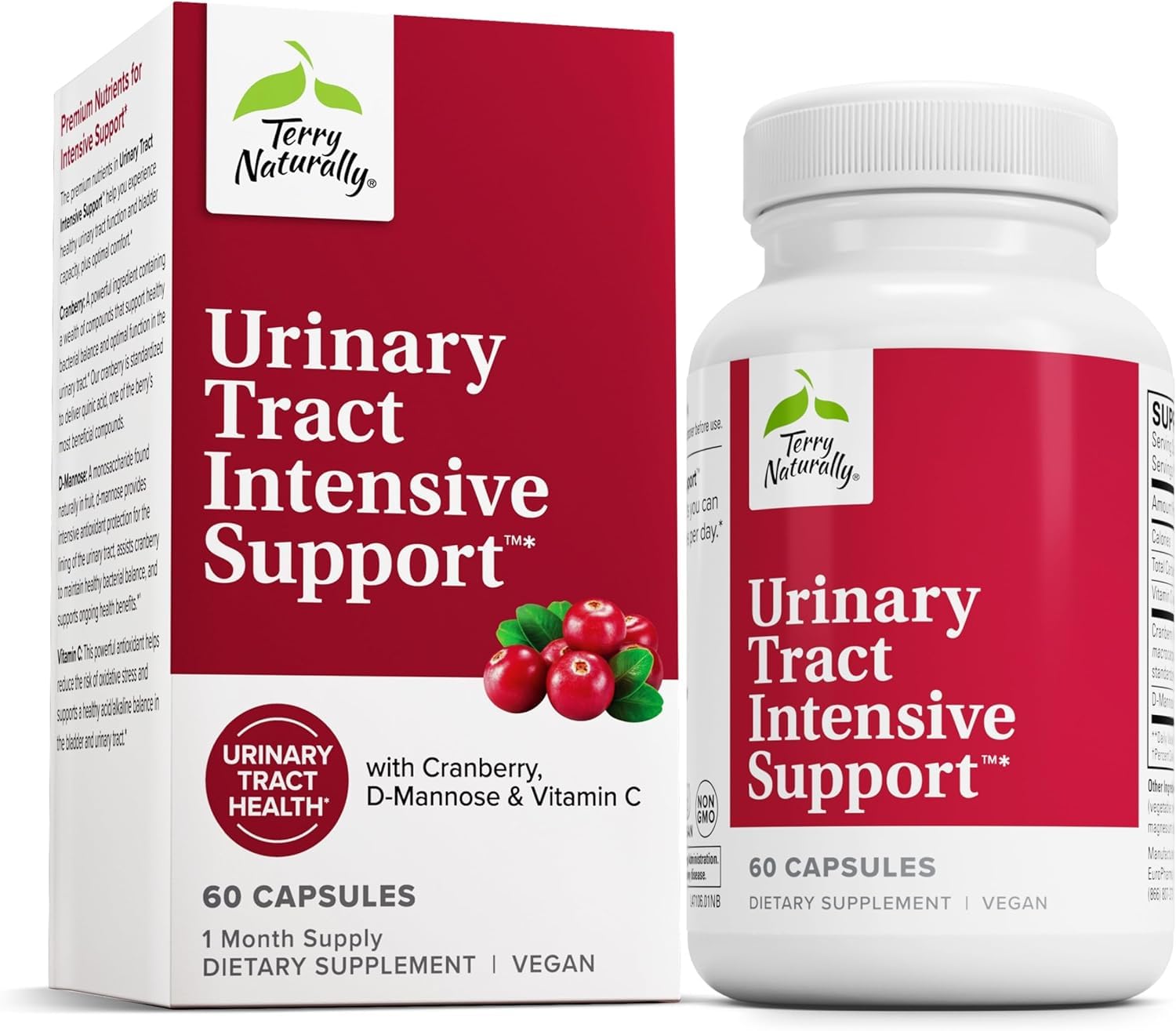Terry Naturally Urinary Tract Intensive Support bottle front, bladder health formula.