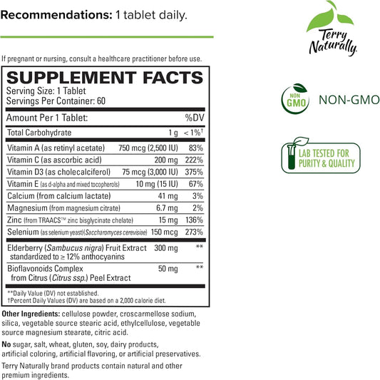 Terry Naturally ViraPro tablets close-up showing zinc and selenium for immune health.