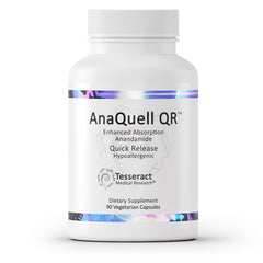 Tesseract AnaQuell QR bottle front view suggesting stress relief and daily mood support.