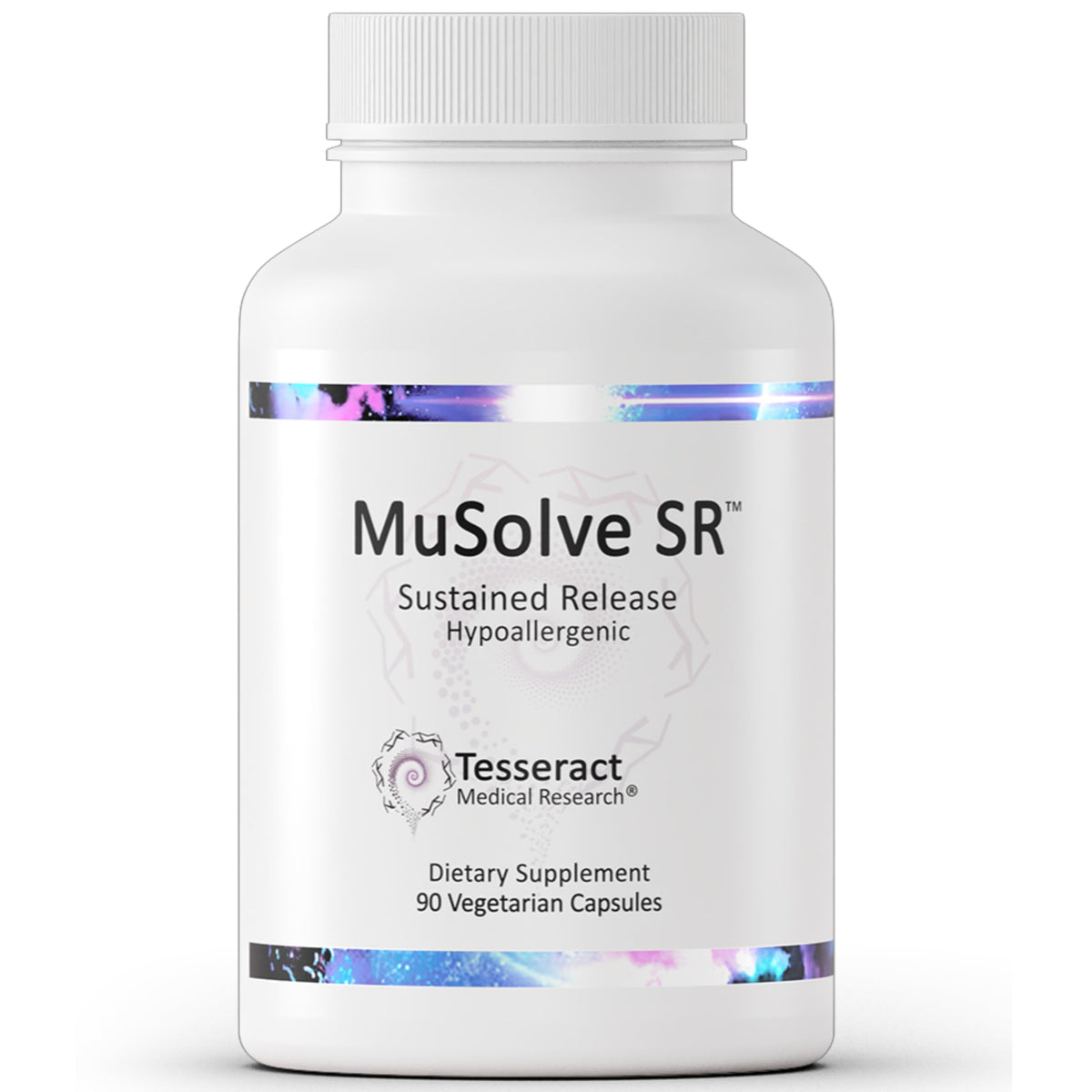 MuSolve SR bottle on a shelf shows convenient daily use for respiratory support