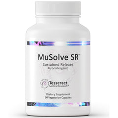 MuSolve SR bottle on a shelf shows convenient daily use for respiratory support